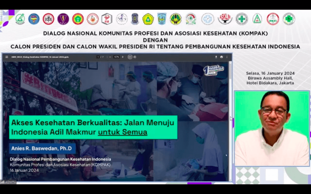 Diskusi Nasional Profesi dan Asosiasi Kesehatan Bersama Capres Peserta Pemilu 2024. Dok. Prohealth.id