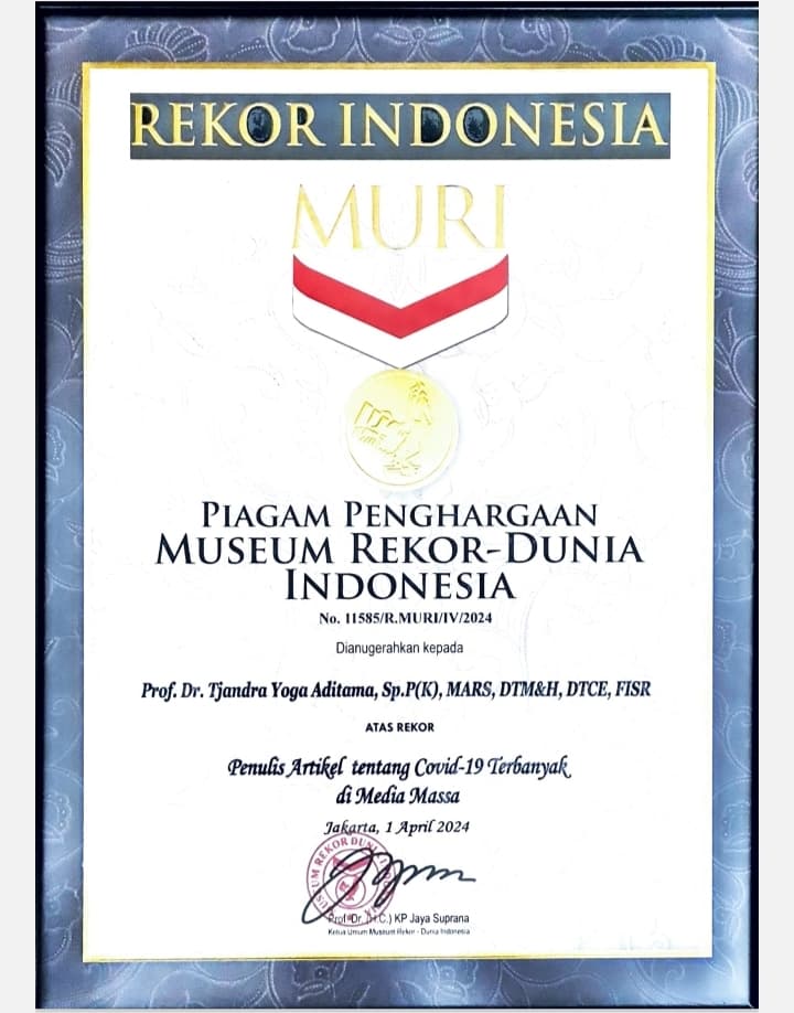Piagam Rekor MURI. Dok. Humas UI