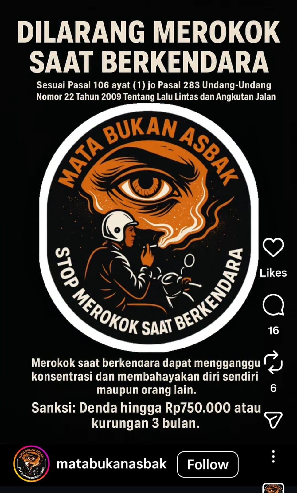 Gerakan Mata Bukan Asbak : Inisiatif Warga menegur Pengendara yang Merokok di Jalan