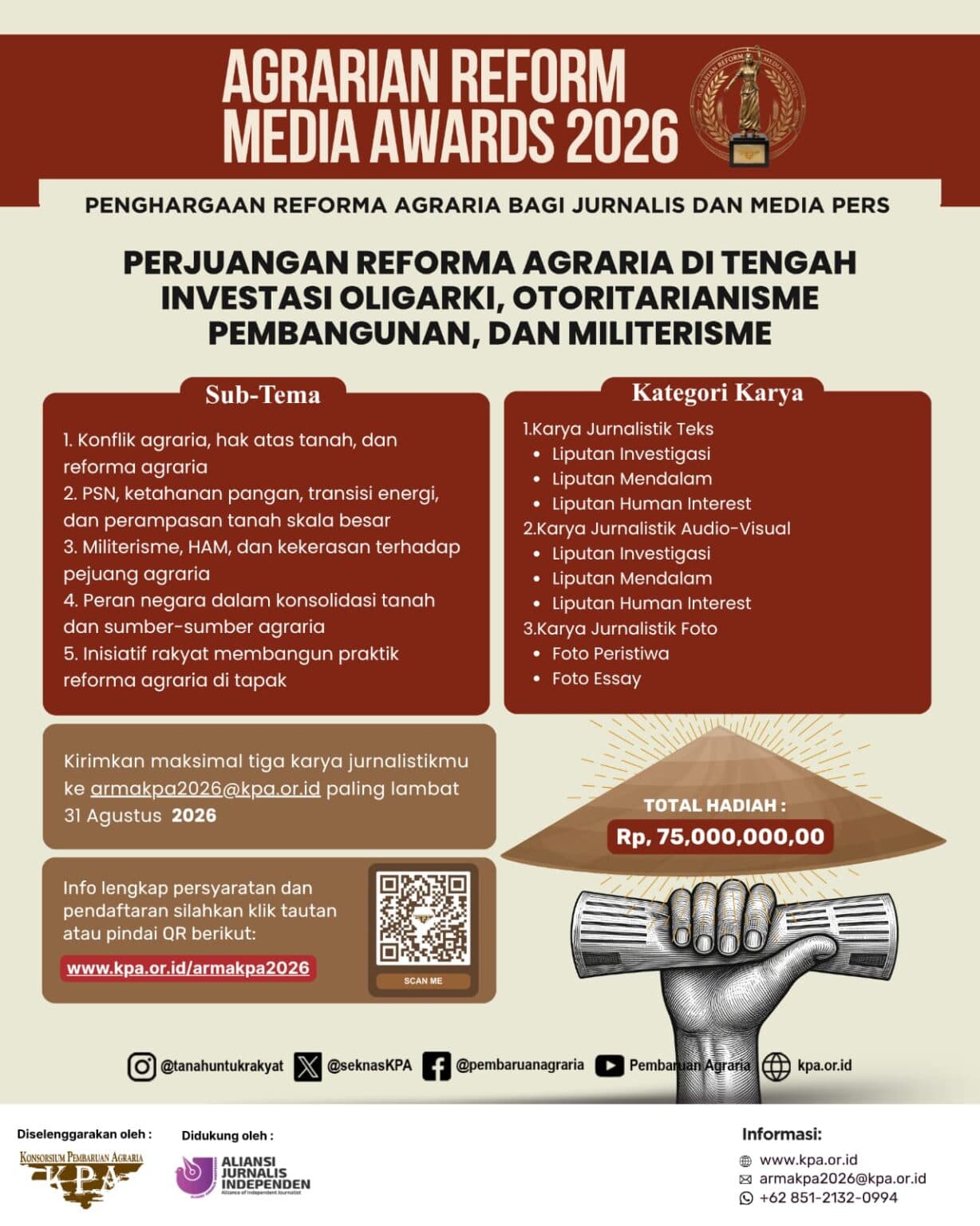 KPA Gelar Kembali Agrarian Reform Media Awards, Penghargaan Jurnalis Berpihak Keadilan Agraria