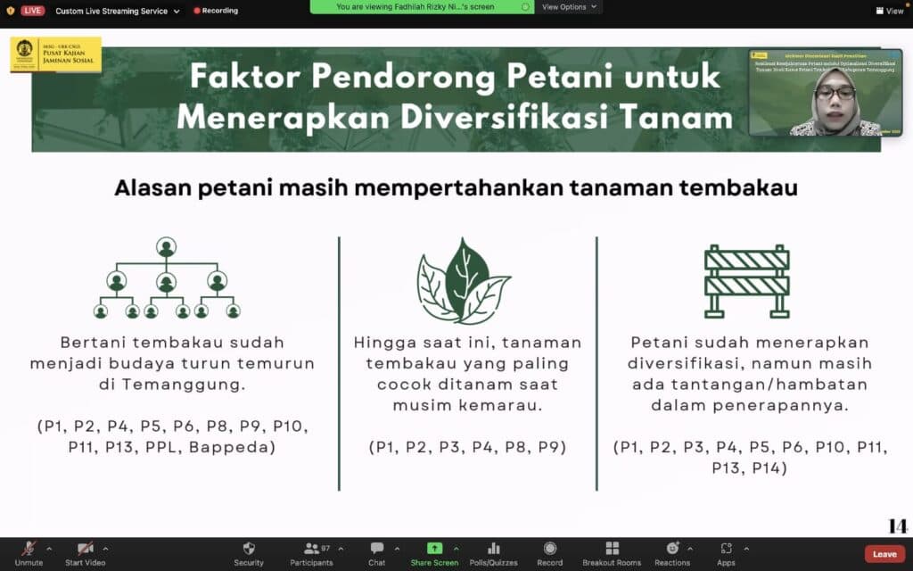 PKJS UI Luncurkan Riset Petani Tembakau dan Tantangan Diversifikasi
