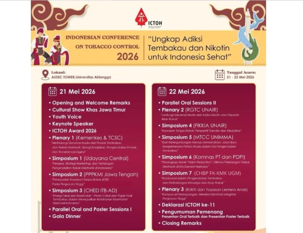 Surabaya Tuan Rumah Konferensi Nasional Pengendalian Tembakau 2026, Ada Tantangan Besar